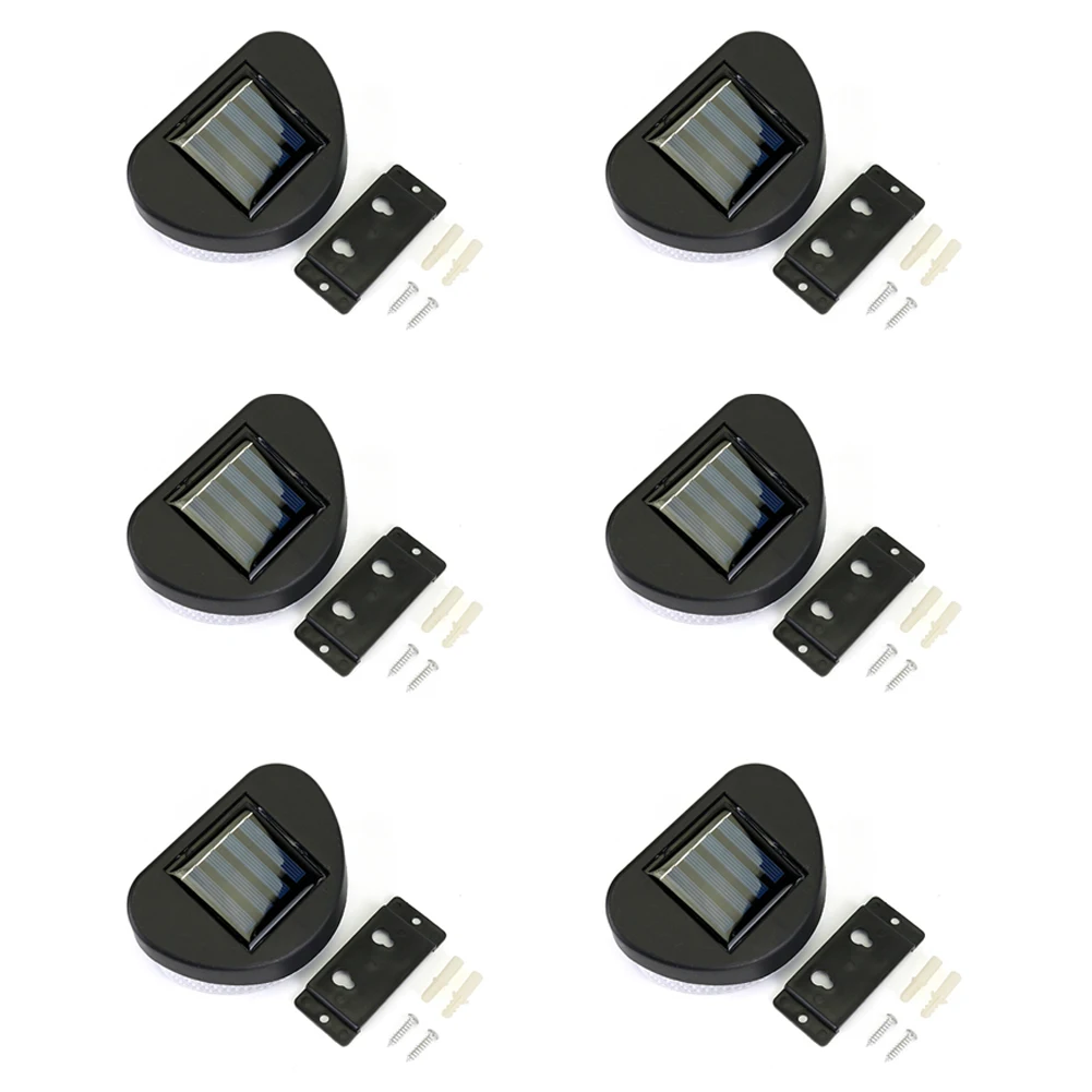 

6pcs/pack Solar Powered Wall Light Auto On Rechargeable Door Street Home Bright Garden Fence Shed Outdoor Decor 8Leds