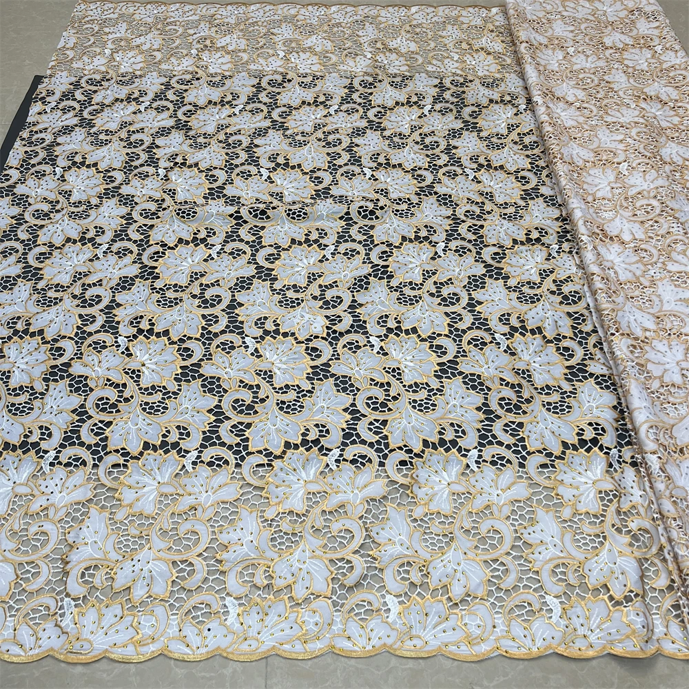 Новая сухая кружевная ткань из хлопка Дубая 2024 Высококачественная нигерийская