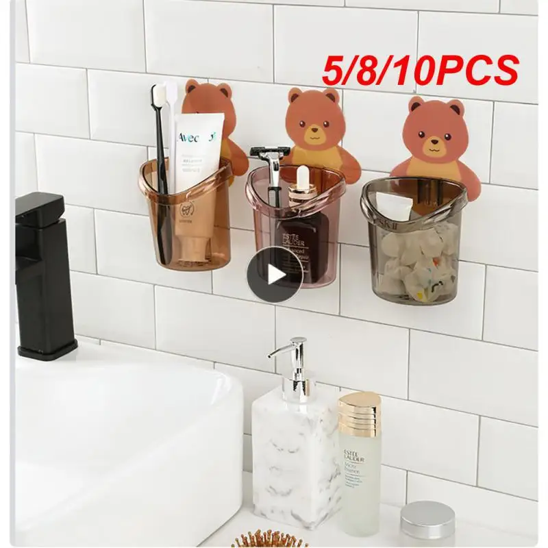 

Toothbrush Rack Holder Free Punch Mouthwash Cup Brushing Cup Wall-mounted Bathroom Cartoon Storage Box Tooth Cylinder Tumblers