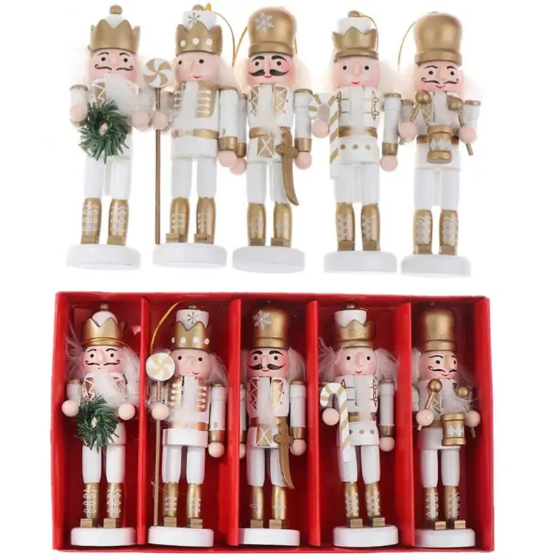

5 шт., деревянные куклы-гайкеры, миниатюрные фигурки солдат, рождественские украшения, марионетка ручной работы, домашние украшения на новый...
