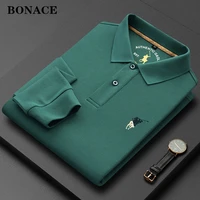 2022 new 100 cotton man brand polo shirt mens casual 3d embroidery polo shirts long sleeve high end polo business men clothing