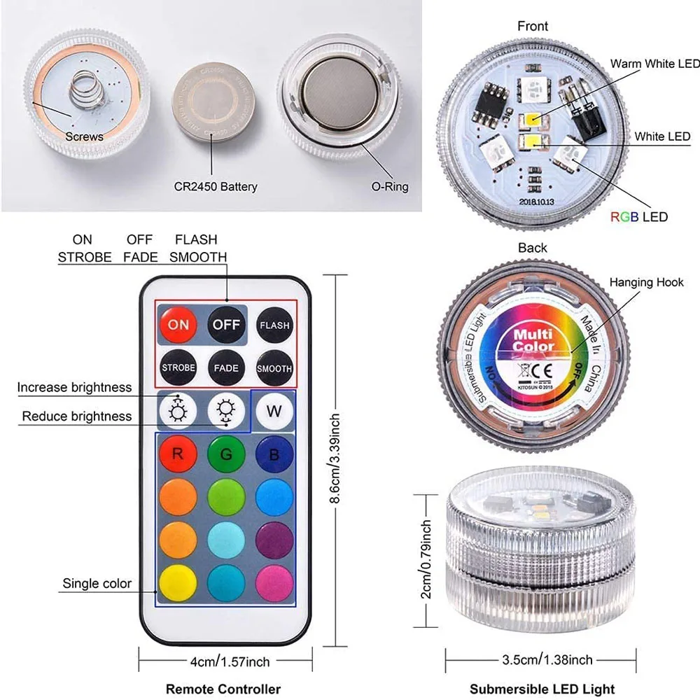 

Подводные светодиодные лампы Brelong, multicolor