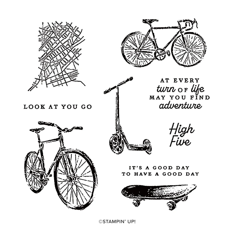 

Adventure Bicycle Skateboard 2023-2024 Annual Catalog Cutting Dies Clear Stamp Scrapbooking Frame Card Craft