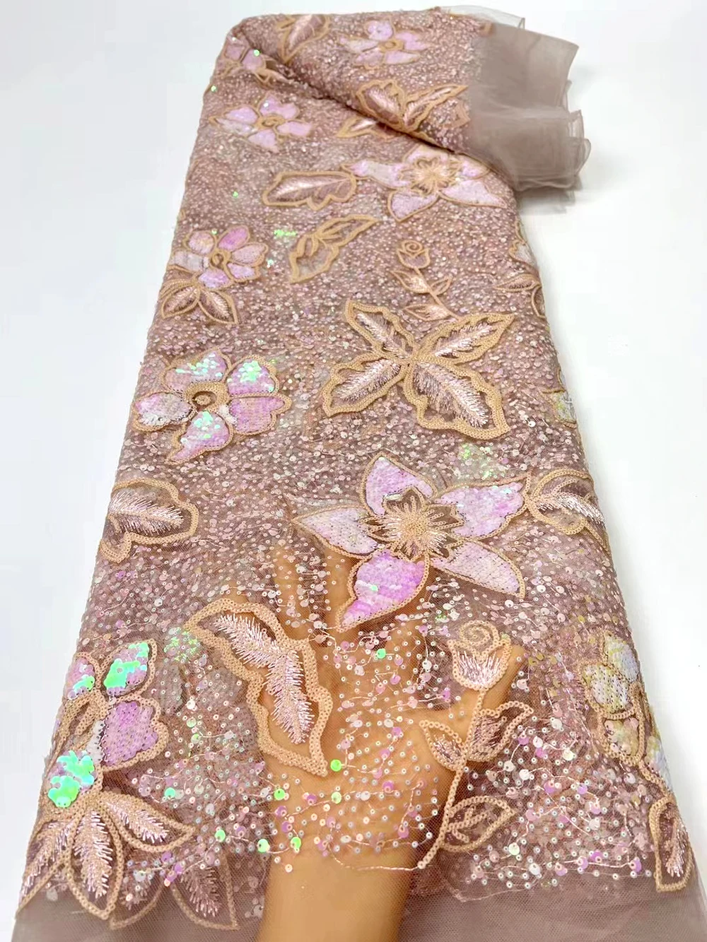 

Модная африканская кружевная ткань с блестками 2022, Высококачественная нигерийская французская Тюлевая кружевная ткань с блестками, сетка для свадебного шитья