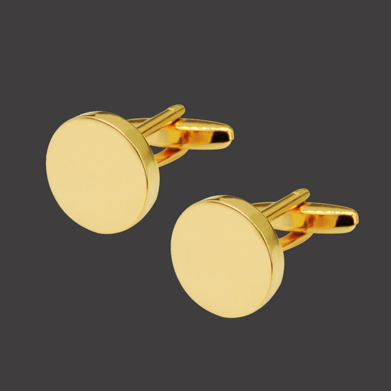 

New copper material simple fashion style Gold Black Silver smooth round Cufflinks men's French shirt Cufflinks wholesale