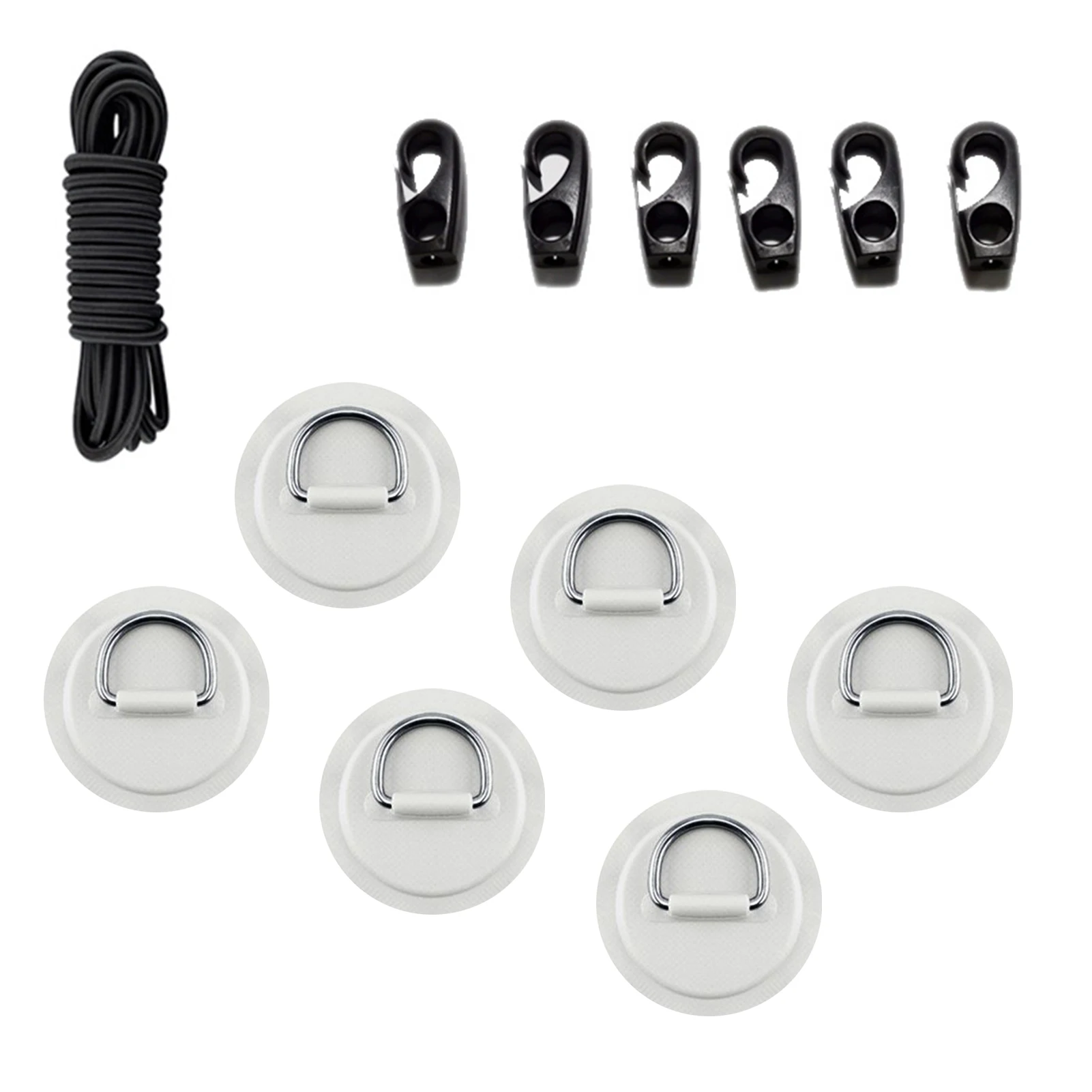 

1 Set D Ring Pad PVC Patch Boat Deck Rigging 2.5m Black Elastic Bungee Rope Kit For Stand Up Paddle Board Deck Accessories
