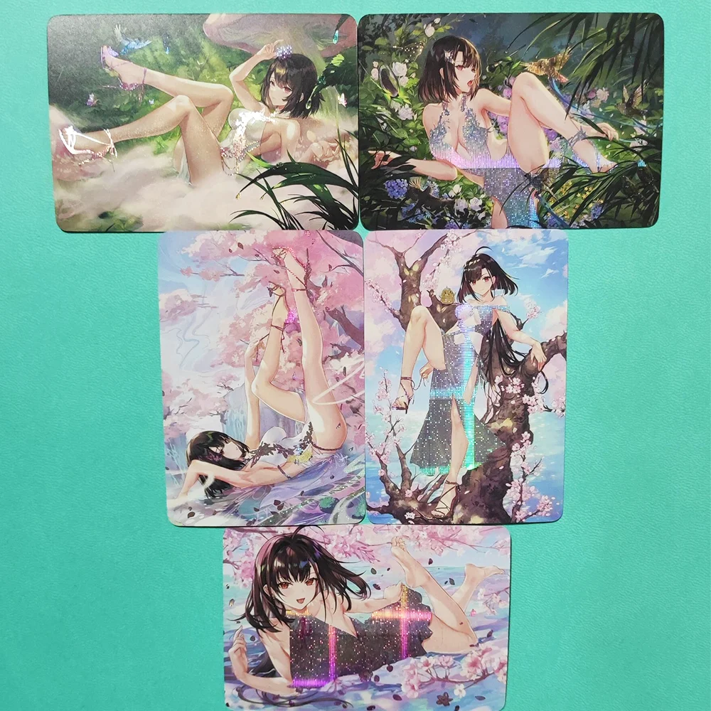 

5Pcs/set Acg Cartoon Azur Lane Series 59Mm*86Mm 350G Coated Paper Refraction Flash Card Anime Collection Card Toy Gift