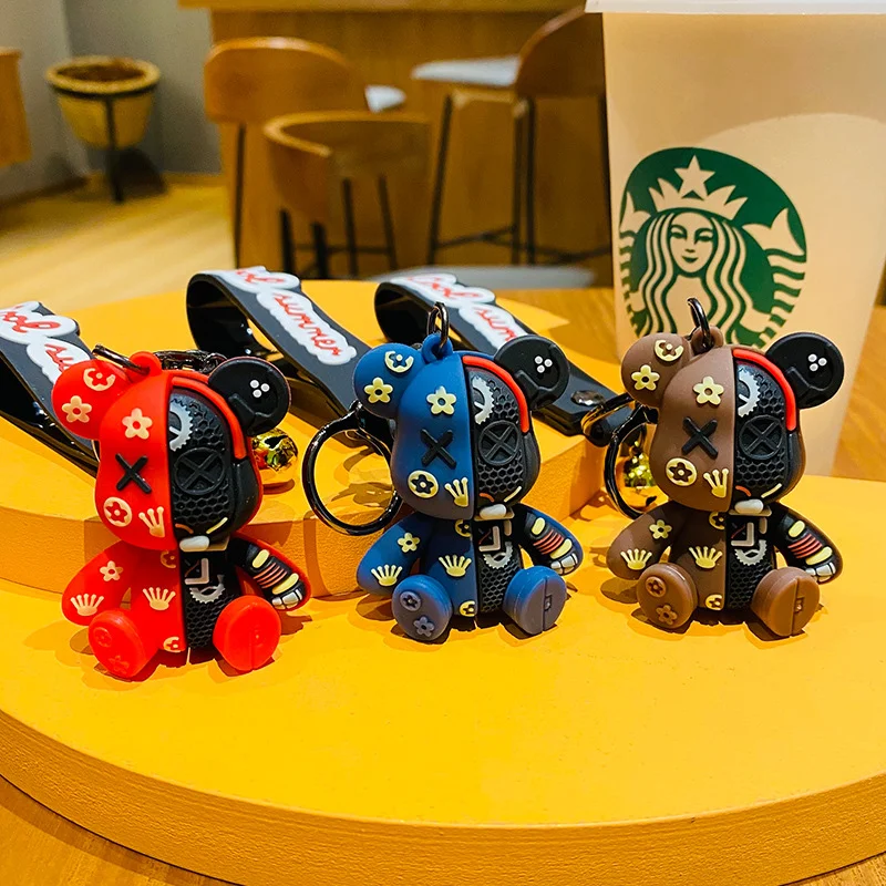 

Creative Semi Anatomical Mechanical Bear Car Keychain Cartoon Backpack Pendant Healing Couple Small Gift 열쇠고리 Birthday Gifts