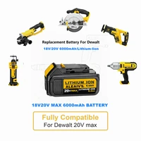 dewalt tools 18v 6 0ah max xr battery power tool replacement for dewalt dcb184 dcb181 dcb182 dcb200 20v 6a 18volt 20 v battery