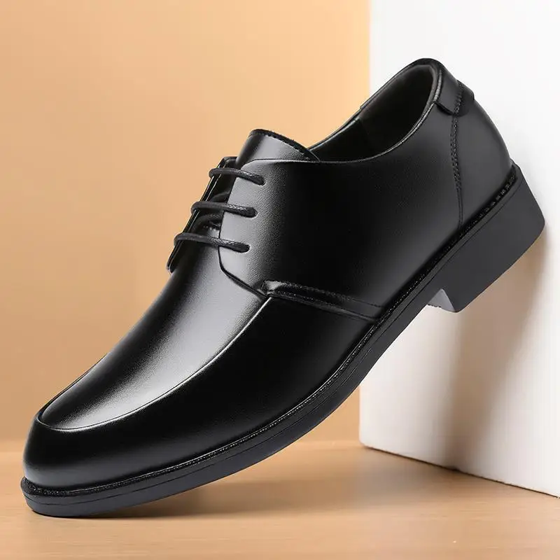 

Leather Shoes Men's Autumn 2023 New Business Casual Formal Wear British Style Black Leather Wedding Bridegroom Derby Fashi