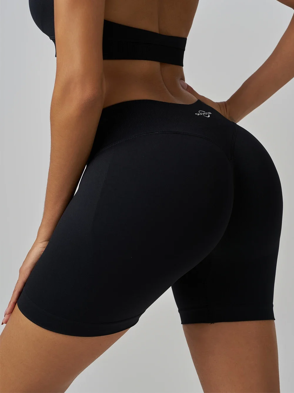 SUSISTAR Workout Sets for Women 2 Piece Outfits Seamless Ribbed Sport Bra Plus Size High Waist Shorts