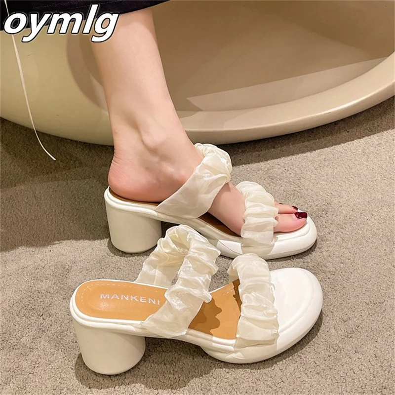 

Sandals women's 2022new one-word belt women's shoes open-toe thick-soled middle-heeled fashion trendy Roman sandals and slippers