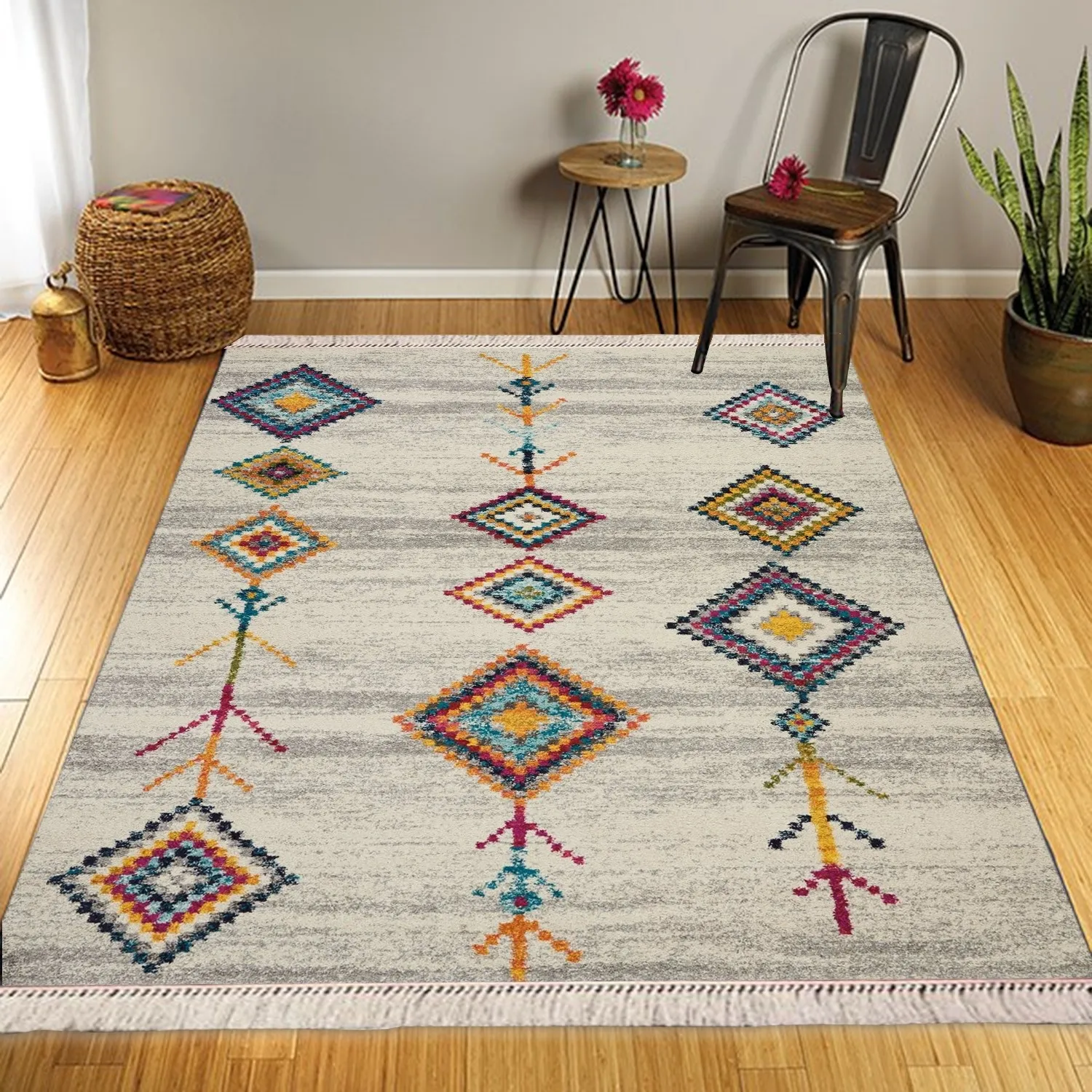 

SERESSTORE Chenille Patterned Modern Tasseled Rug Bedroom Carpet Living Room Rug How To Decorate A Home Living Room