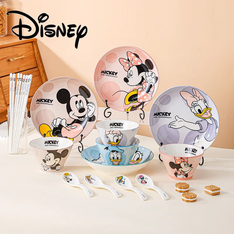 Фото 8-дюймовая керамическая тарелка Disney, высококачественный мультяшный диск с Микки, бытовая овощная тарелка, термостойкая микроволновая печь, доступная №3