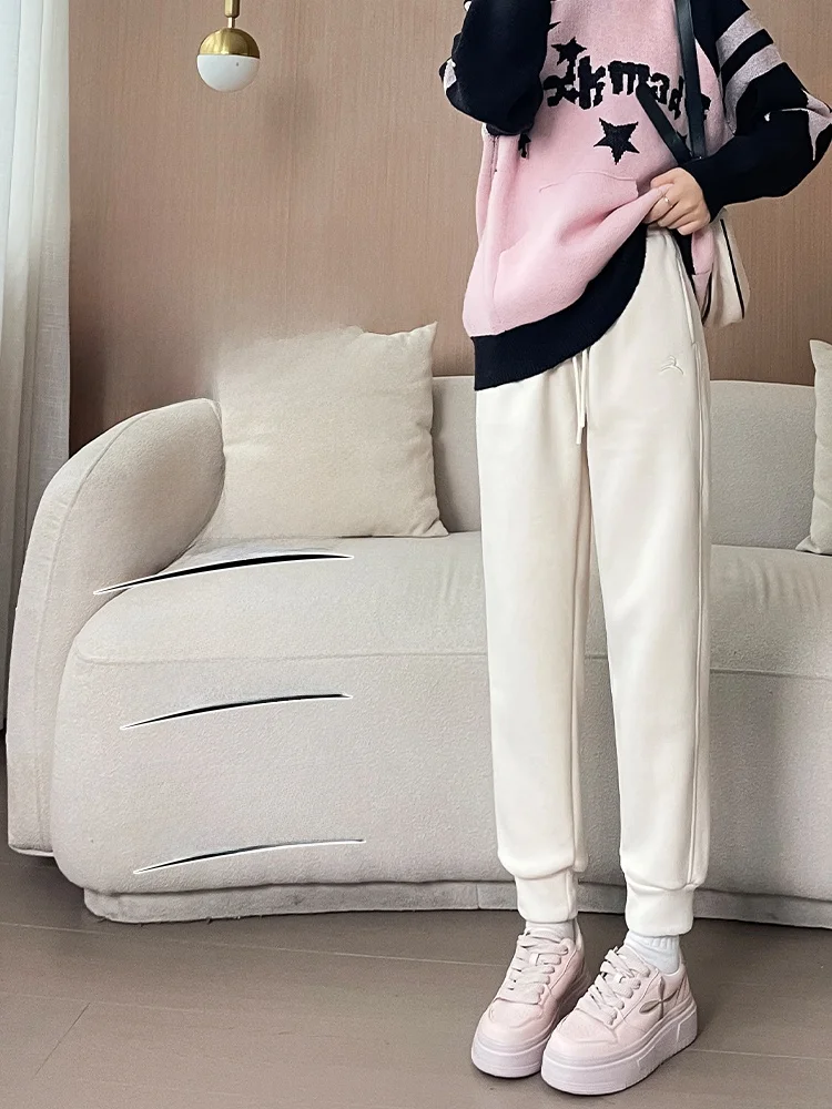 Двусторонние плюшевые ветрозащитные брюки больших размеров с завязками на