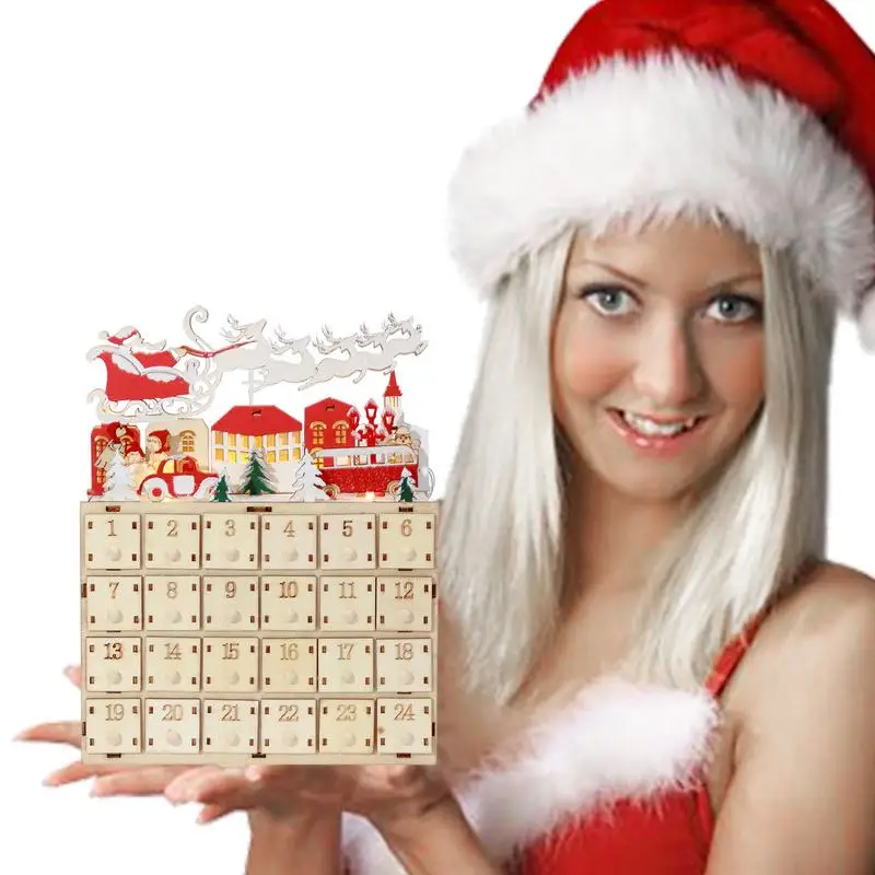 

Advent Calendar Christmas Countdown Calendar Light Up Christmas Home Decoration With 24 Empty Drawers Party Favors For Adults