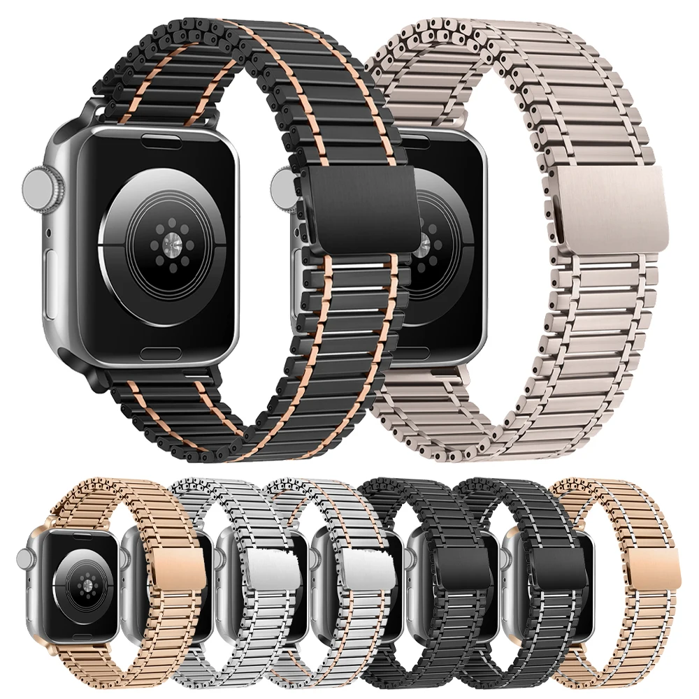 

For Apple Watch Band 49mm 45mm 44mm 42mm 38mm 40/41mm Magnetic strap For iWatch series 8 7 SE 6 5 4 3 Stainless steel wristband