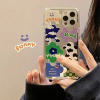 creative puzzle graffiti mirror fashion phone case for iphone 13 pro max 12 mini 11 xr xs max x 7 8 plus back cover cute coque