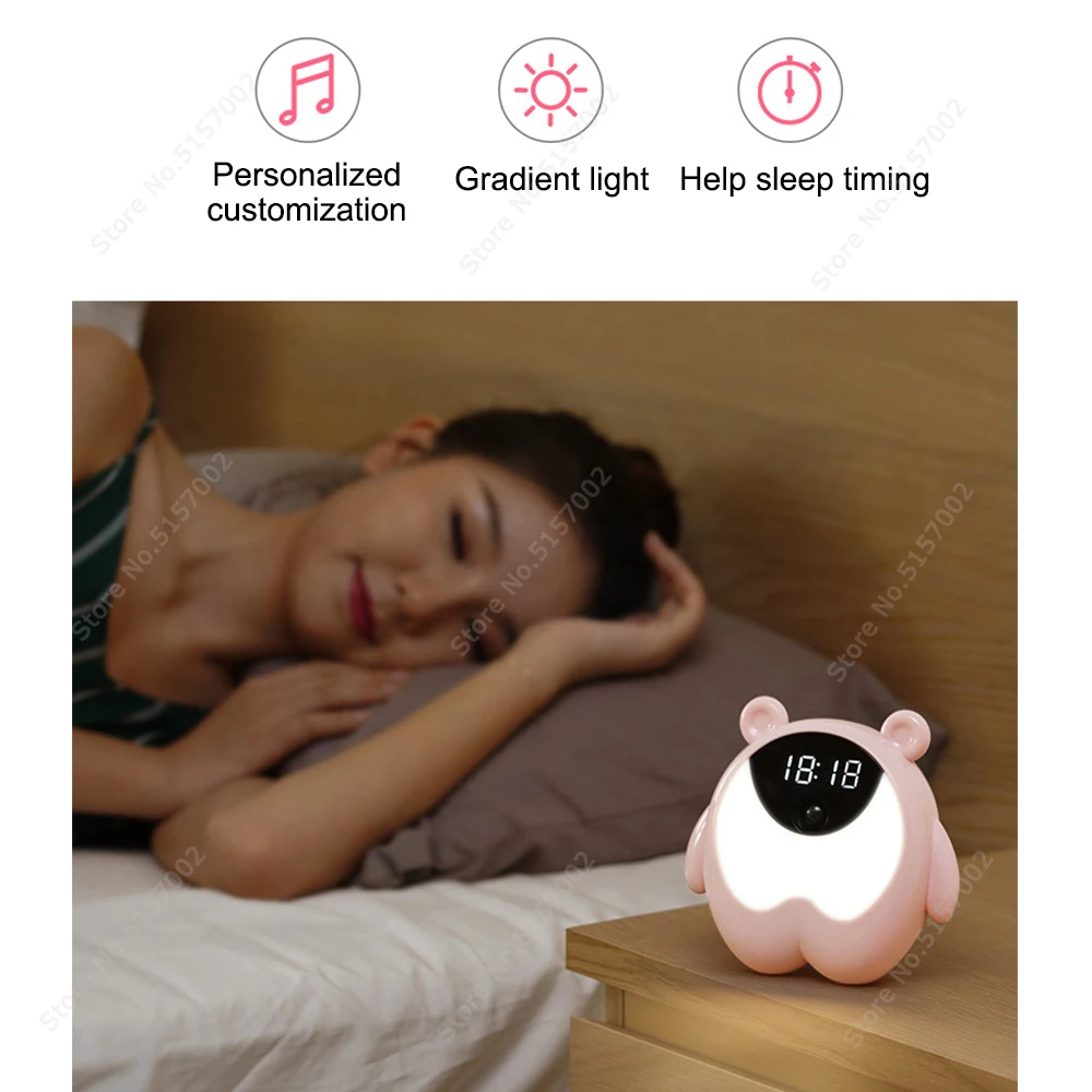 Прикроватный будильник Youpin с милым медведем ночсветильник RGB пробуждение датчик