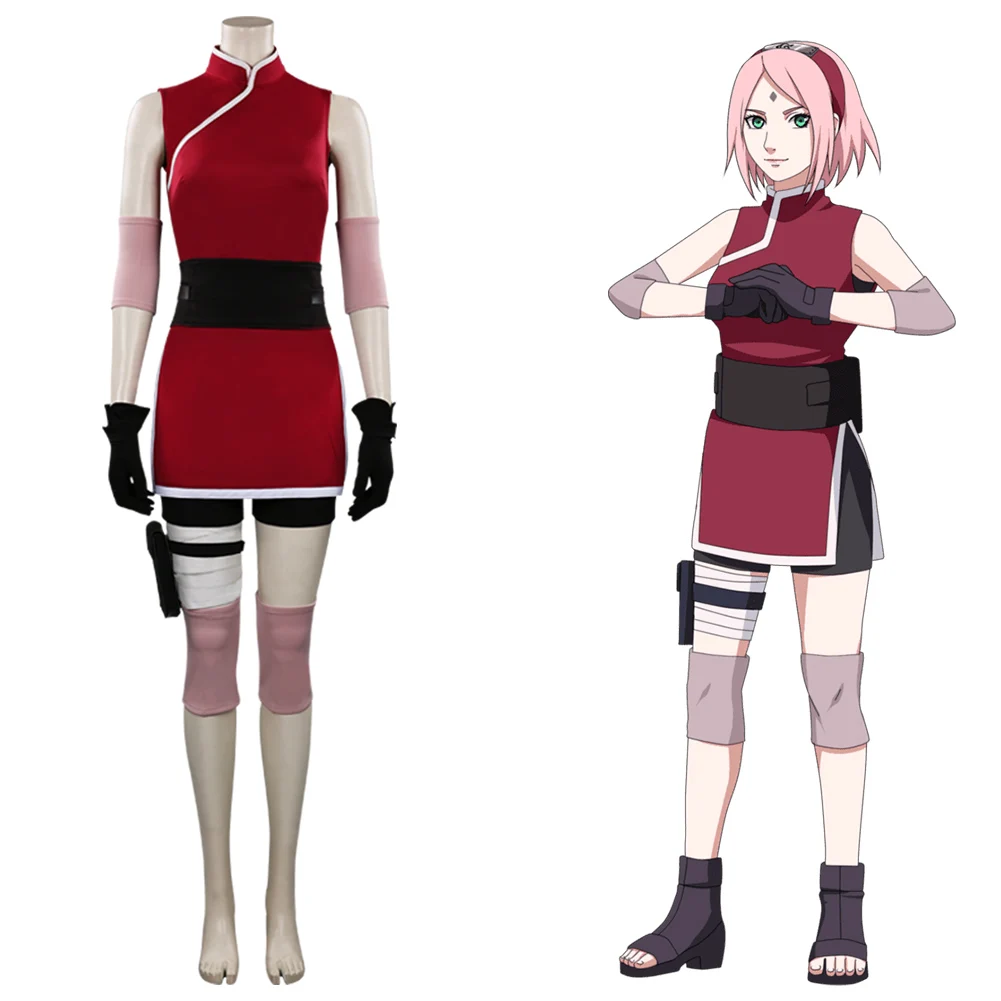 Костюм для косплея аниме Haruno Sakura женский наряд карнавальные костюмы на Хэллоуин -