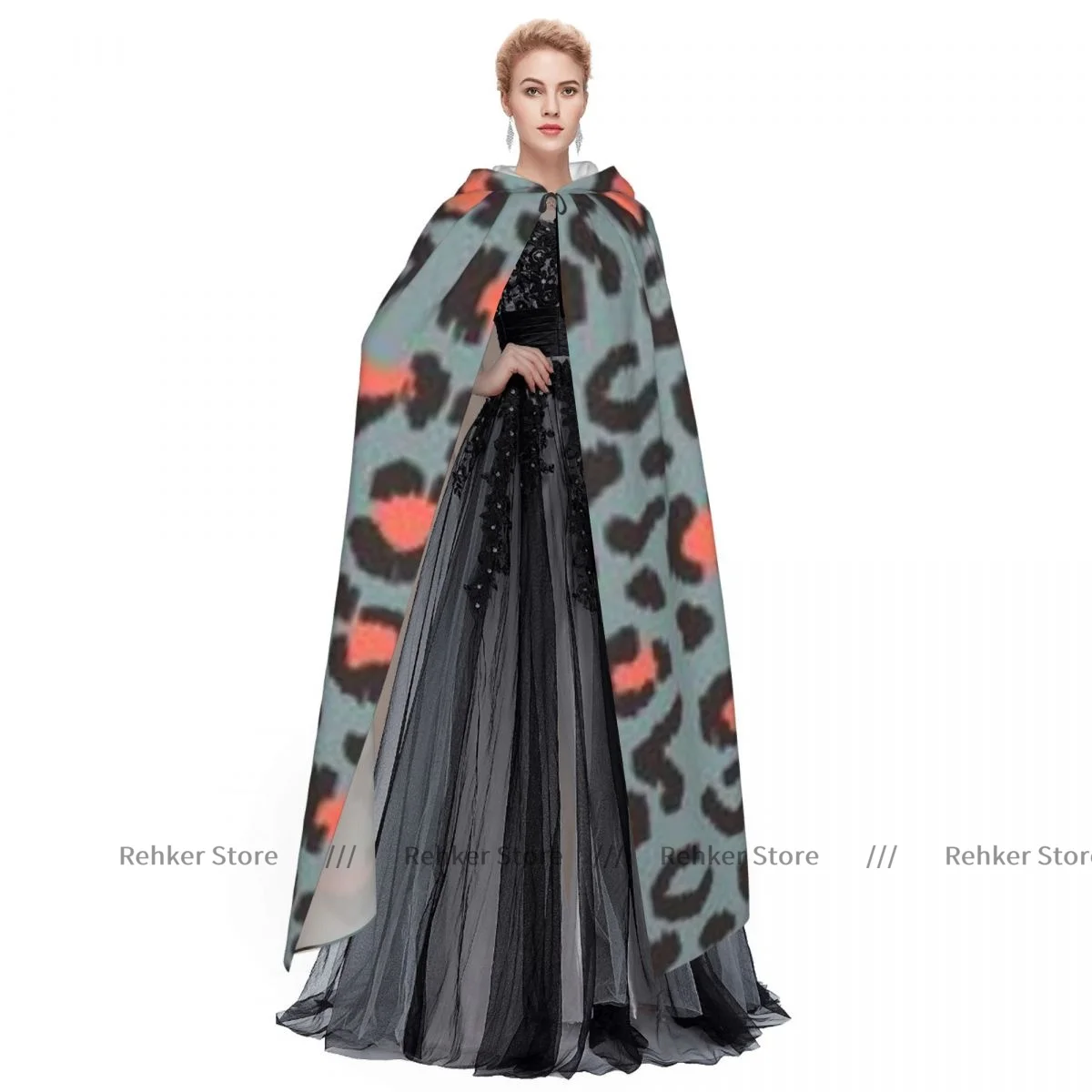 Женский леопардовый плащ с капюшоном