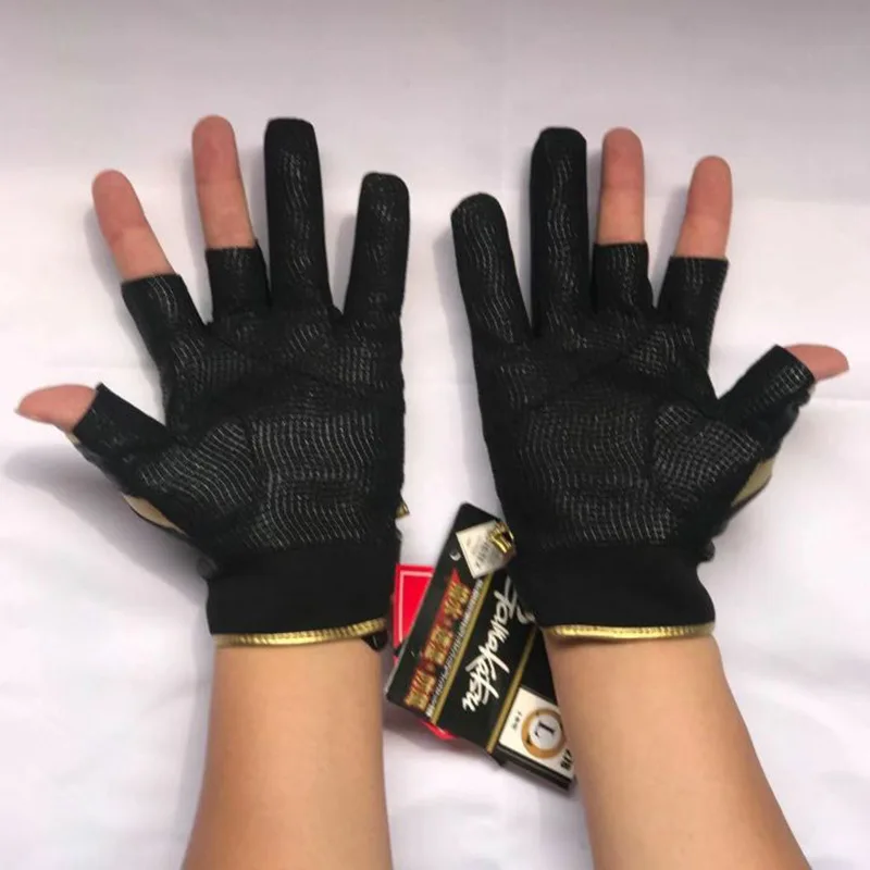 Gamakatsu Fishing Gloves Anti Slip 3 Finger Soft Leather Outdoor Sports Camping Hiking Cycling Wear-resistant Gloves for Man