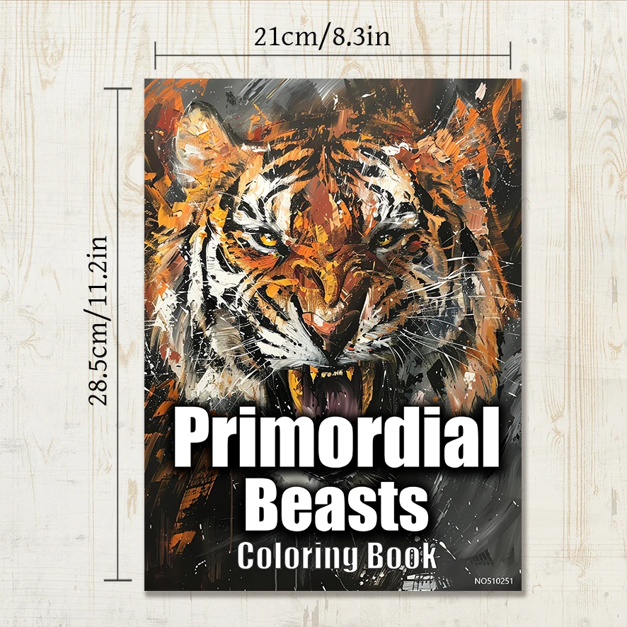 Фото Primordial Beasts Coloring Book - 8.3x 11.2 Inch 22 Page Coloring Book - Helps Reduce Stress and Ease Emotions №2