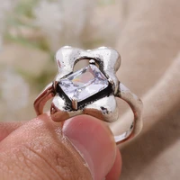 30 silver plated fashion irregular shape shiny cz zircon lady finger open rings for women birthday gift cheap