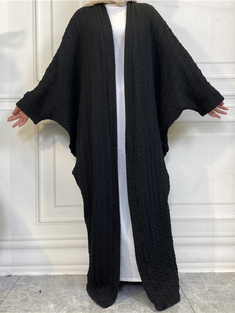 

Women Knitted Abaya Kimono Cardigan Muslim Autumn Winter 2022 Elegant Long Islam Outerwear Maxi Dubai Sweater Coat Soft Jacket