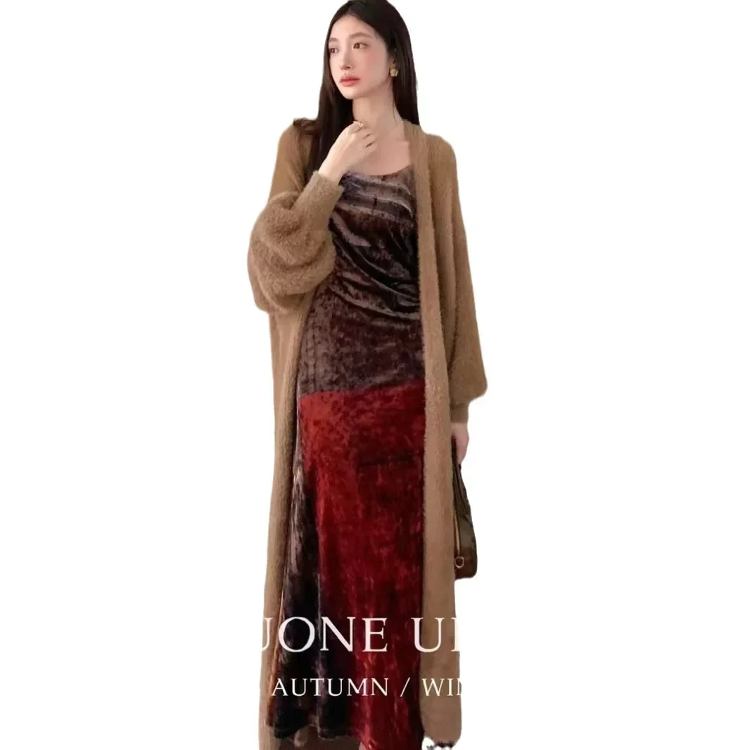 UONE2024 осень/зима новое французское винтажное платье-майка в гонконгском стиле с