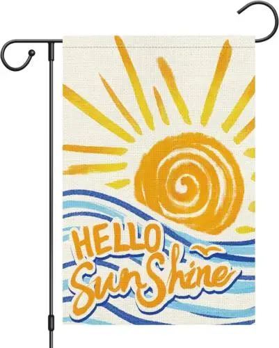 Флаг Hello Sunshine для летнего сада 12X18 двухсторонняя мешковина маленький