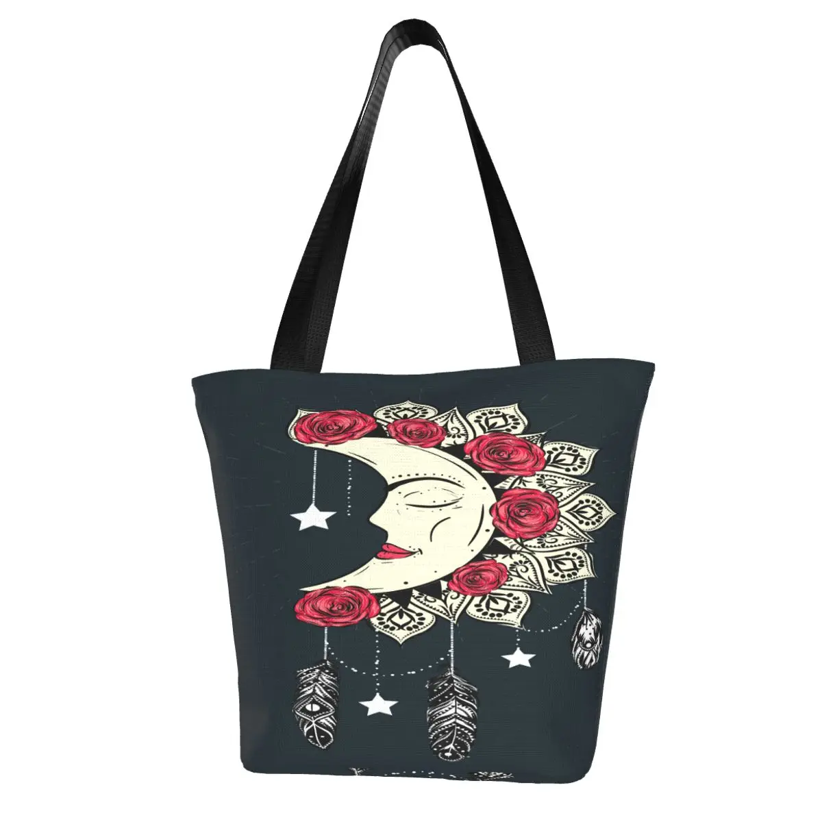 

Moon Mandala Dreamcatcher With Feathers Stars And Roses Bag for Women 2022 Shoulder Bag Casual Tote Female Handbag