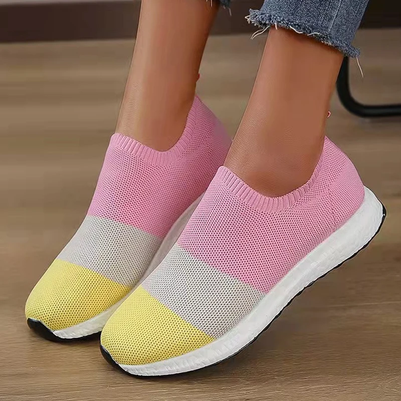 

Plus Size 35-45 2022 New Fashion Flat Women's Sneakers Slip on Breathable Mesh Sport Platform Shoes Casual Outdoor Running Shoes
