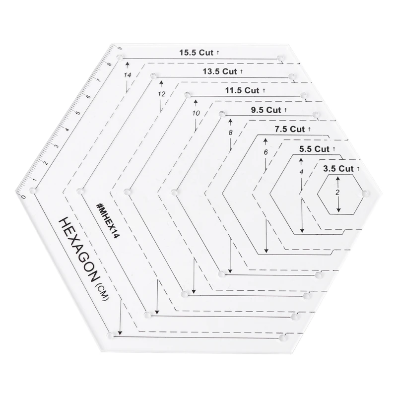 

E56C Hexagon Quilting Ruler Patchwork Plastic Template DIY Sewing Tools Useful