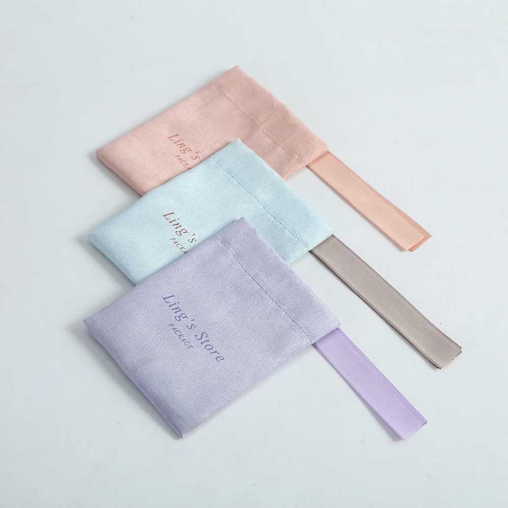 100pcs Personalized Chic Wedding Party Favor Bags Flannel Cosmetic Drawstring Gift Packaging with Silk Custom Jewelry Pouches