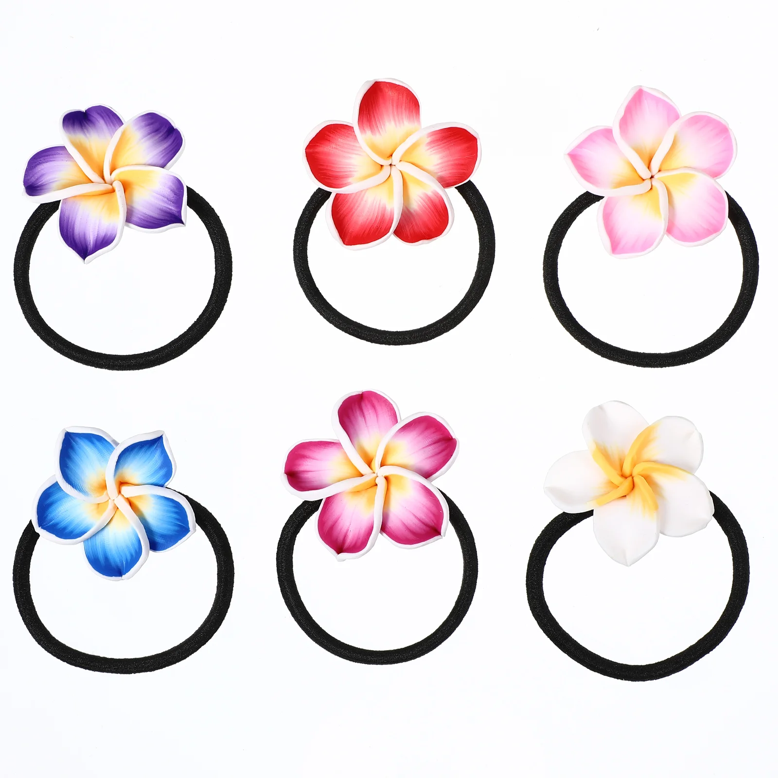 

Lurrose 12PCS Hawaiian Plumeria Hairbands Elastic Hair Rope Bands Hair Ties for Women Kids