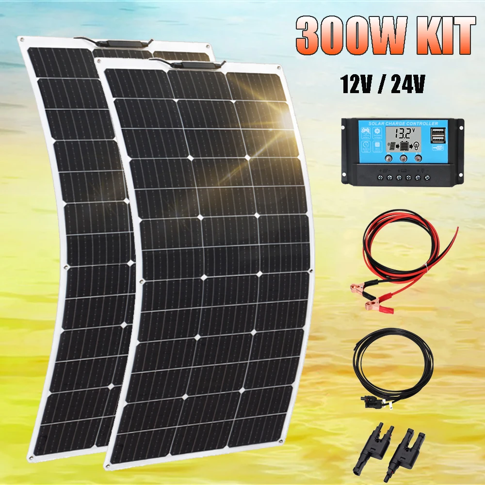 

ETFE solar panel flexible 320w 300w 200w 12v battery charger kit photovoltaic system for home camper balcony power 1000w