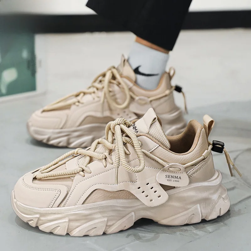 Senma Men's Shoes Thick Bottom Dad Autumn and Winter Fleece-lined Warm Cotton-padded Trendy Brand High-Grade Vers...