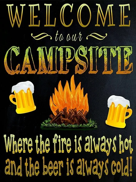 

Vintage Metal Tin Sign Firepit Welcome To Our Campsite Home Bar Club Hotel Wall Decor Signs 12X8Inch 1