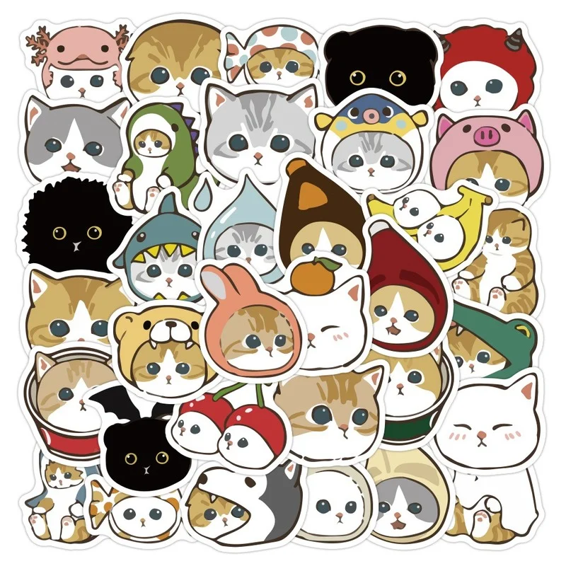 

40pcs Cute Kitty Cat cos animal Stickers Laptop Pad Phone Case Scrapbooking Fridge Home Graffiti Vinyl Decals Sticker Kids Gift
