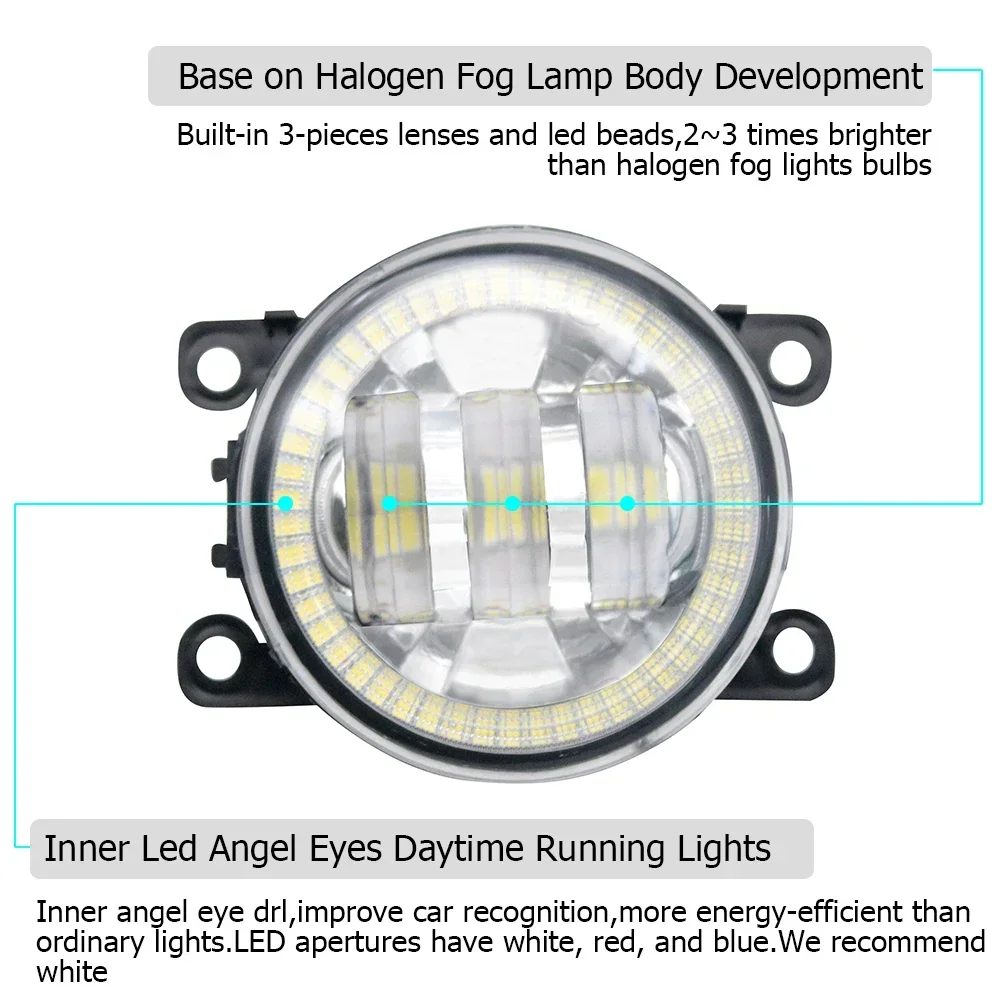 Фото Светодиодные противотуманные фары в сборе для Nissan Armada Frontier Interstar Kix Navara D40 Pathfinder R51 R52 Pixo Angel Eyes DRL Halo Daylight №2