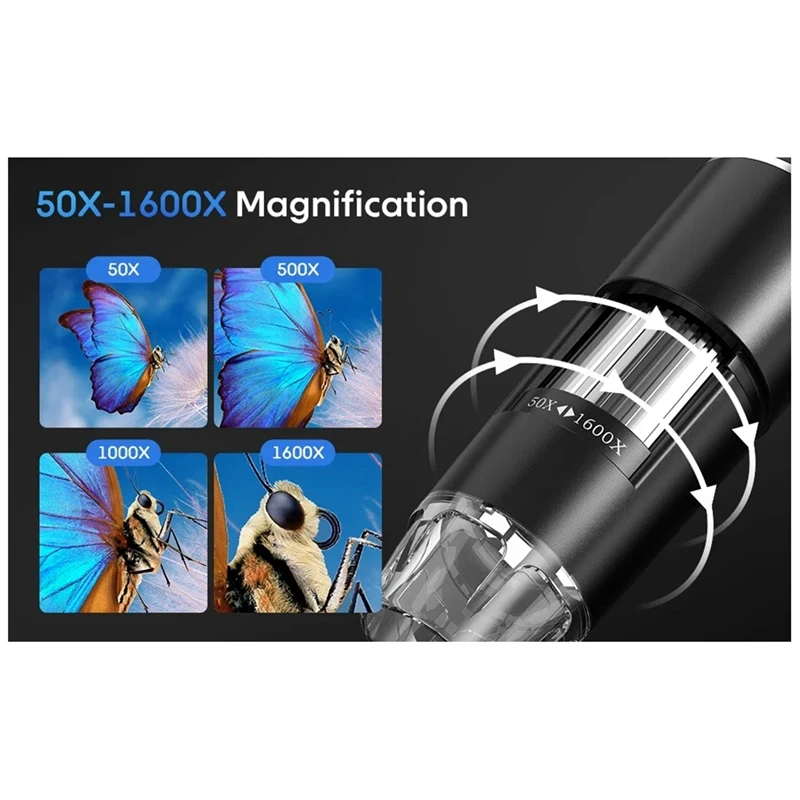 Обновленный 2 4-дюймовый цифровой микроскоп с увеличением 1600X монетный 8