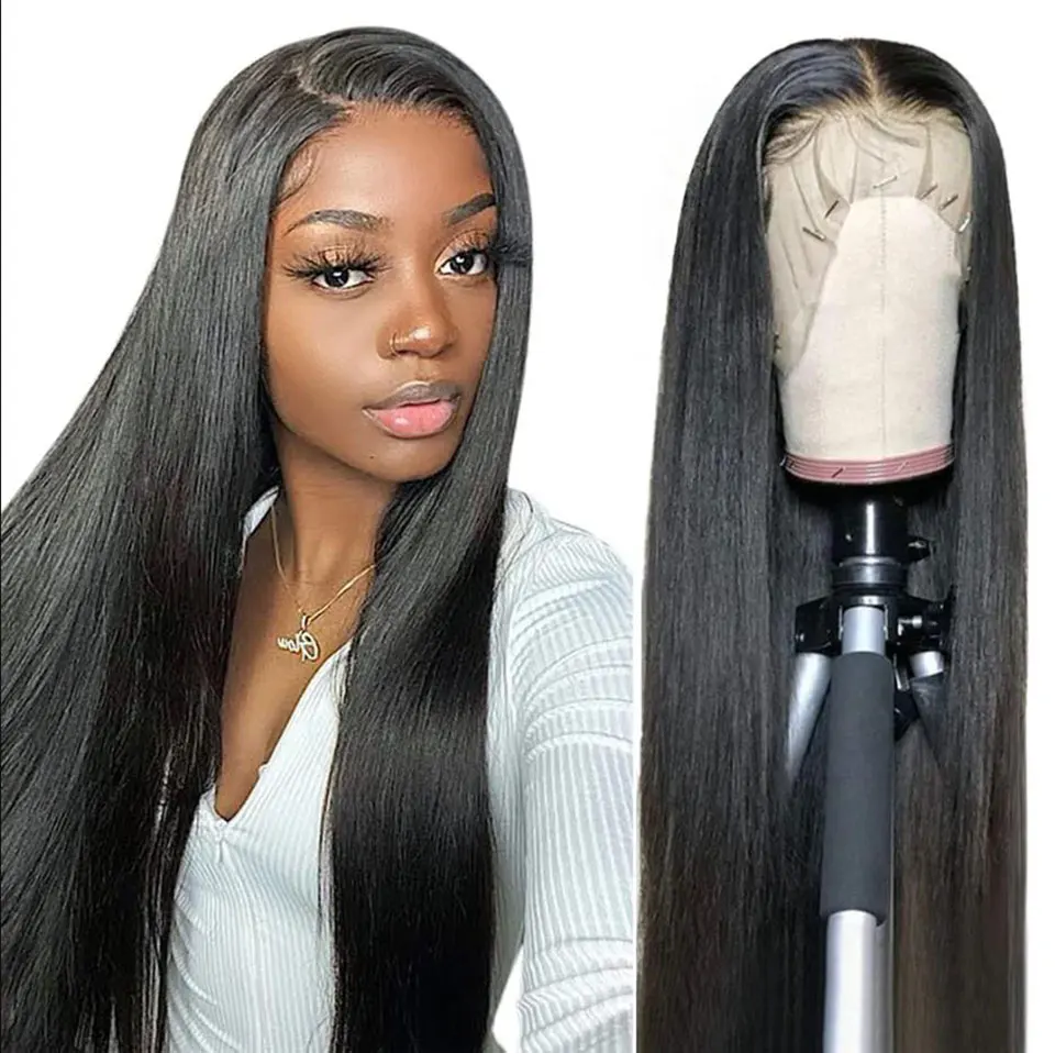 Straight Lace Frontal Wig Human Hair Transparent Lace Front Brazilian Human Hair Wigs  Bone Straight Human Hair Wigs For Women