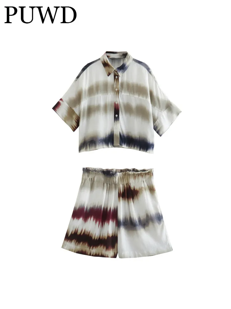 

Женский праздничный костюм PUWD с принтом, элегантная Милая красота, уличный стиль, удобный и свободный костюм для отдыха, лето 2022