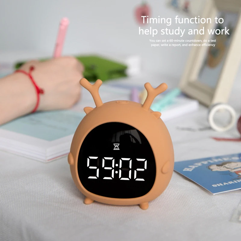 

Cute Pet Elf Alarm Clock Electronic Cartoon Children Alarm Clock Large Digital Display Home Decorations For Bedroom/Table/Desk
