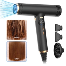 110000RPM High-Speed Hair Dryer Brushless Motor Strong Wind Ionic Blow Dryer LED Display Screen Hairdryer Low Noise Hair Dryers 