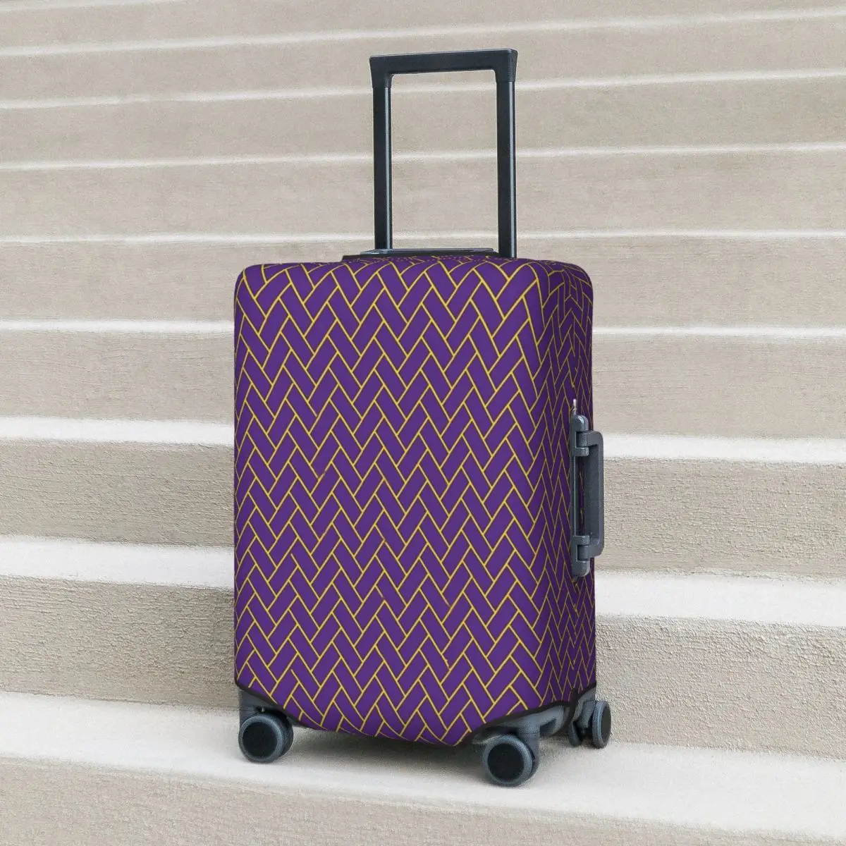 

Geo Print Suitcase Cover Gold Geometric Business Holiday Elastic Luggage Supplies Protection