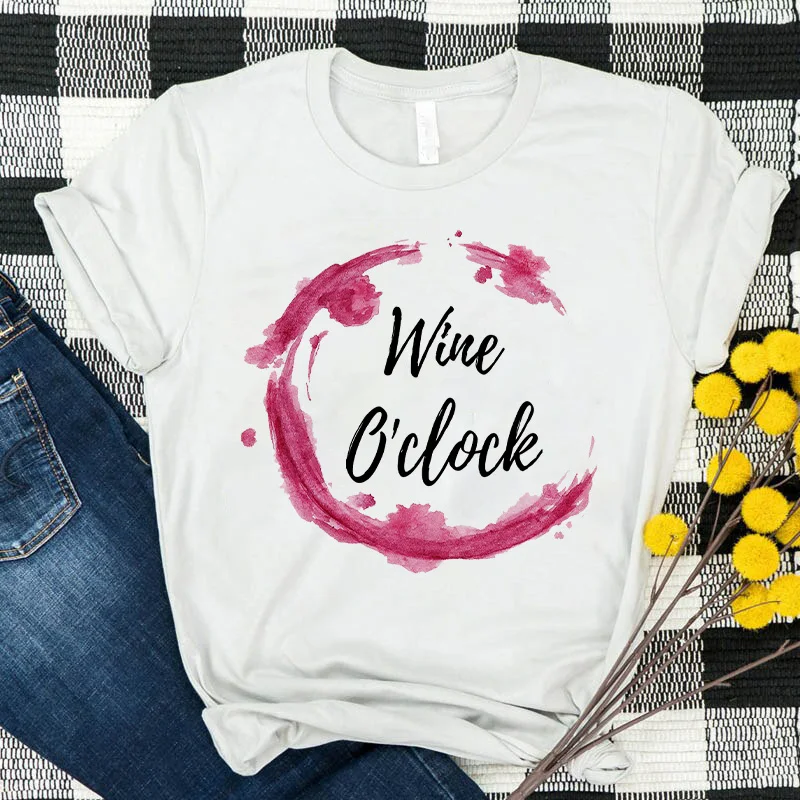 

T-shirts Watercolor Trend Women Print Red Wine Glass Pattern Tshirt Top Cartoon Lady Women's T-shirts Casual Female Tee