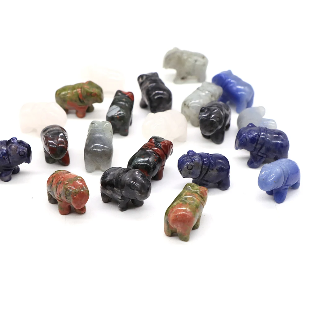 

1" Mini Hippo Natural Stone Carved Animal Reiki Gemstone Crafts Home Decor Healing Crystal Figurine Jewelry Making Gif Wholesale