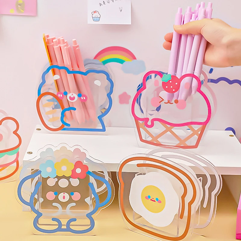 

Kawaii Puppy Creative Desktop Pen Holder Transparent Acrylic Desk Organizer Stor